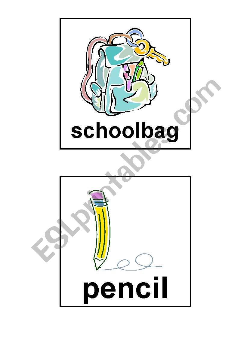 Flash-cards with school vocabulary - Part B
