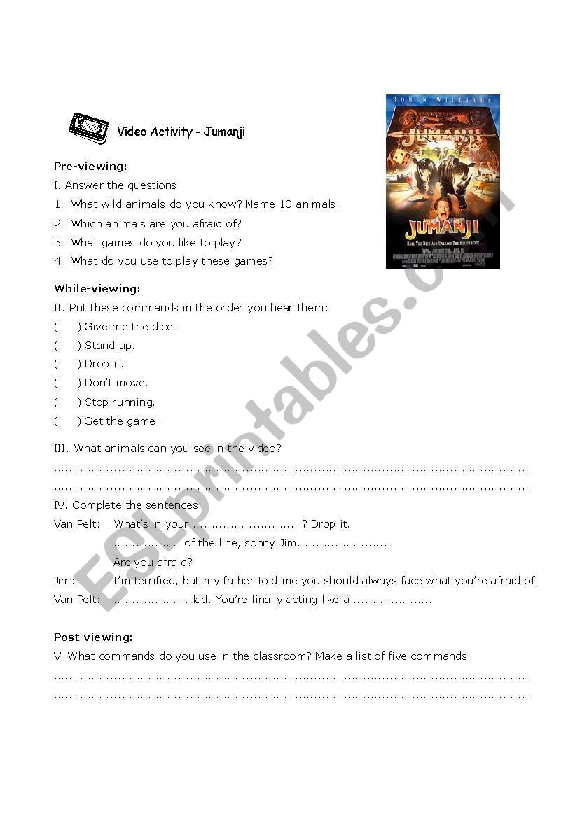 Video Activity: Jumanji worksheet