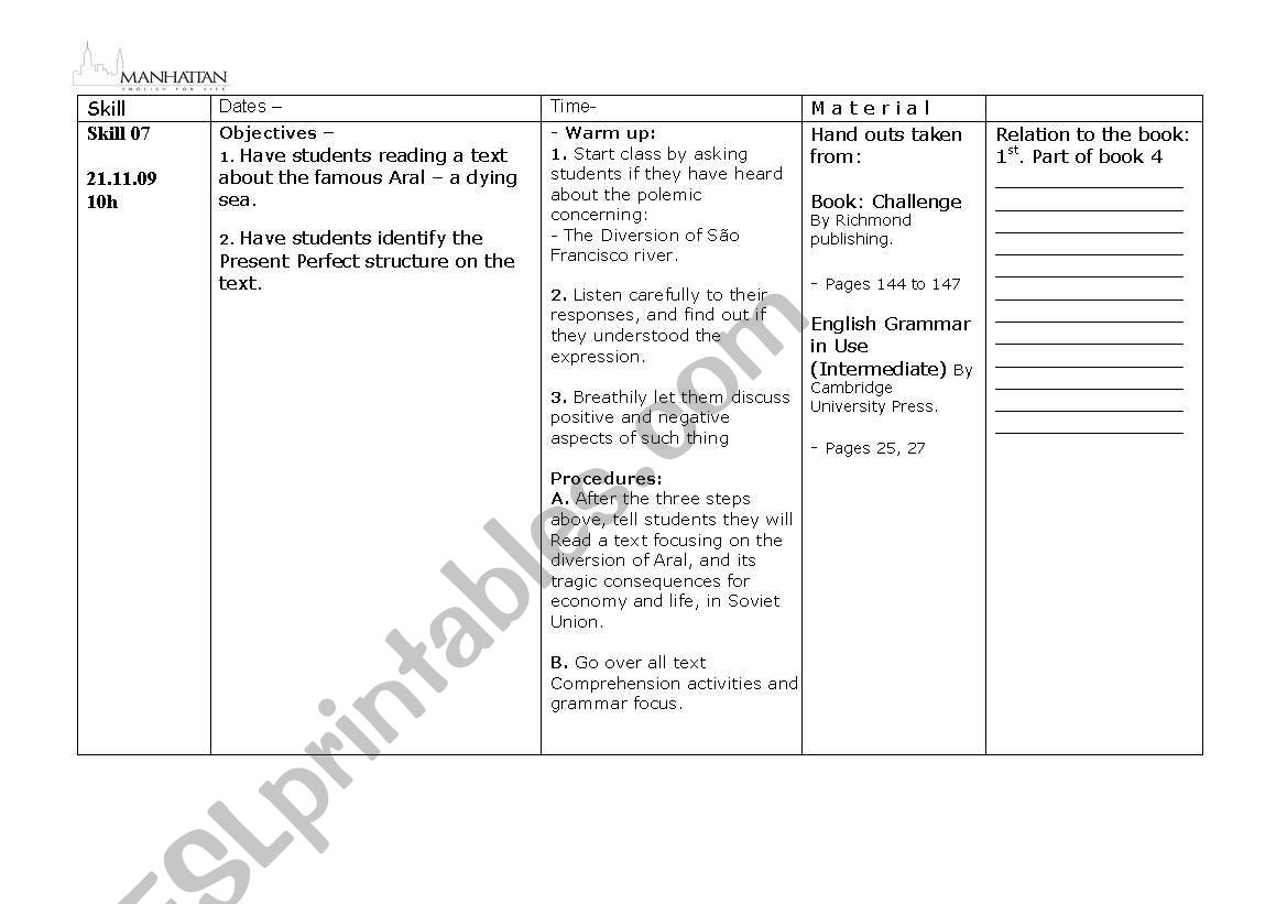 Skill Plan: Present Perfect: for and since