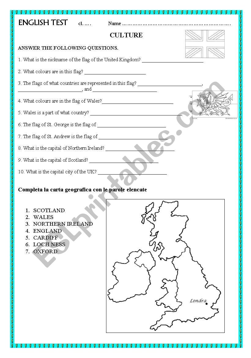 Uk_culture test worksheet