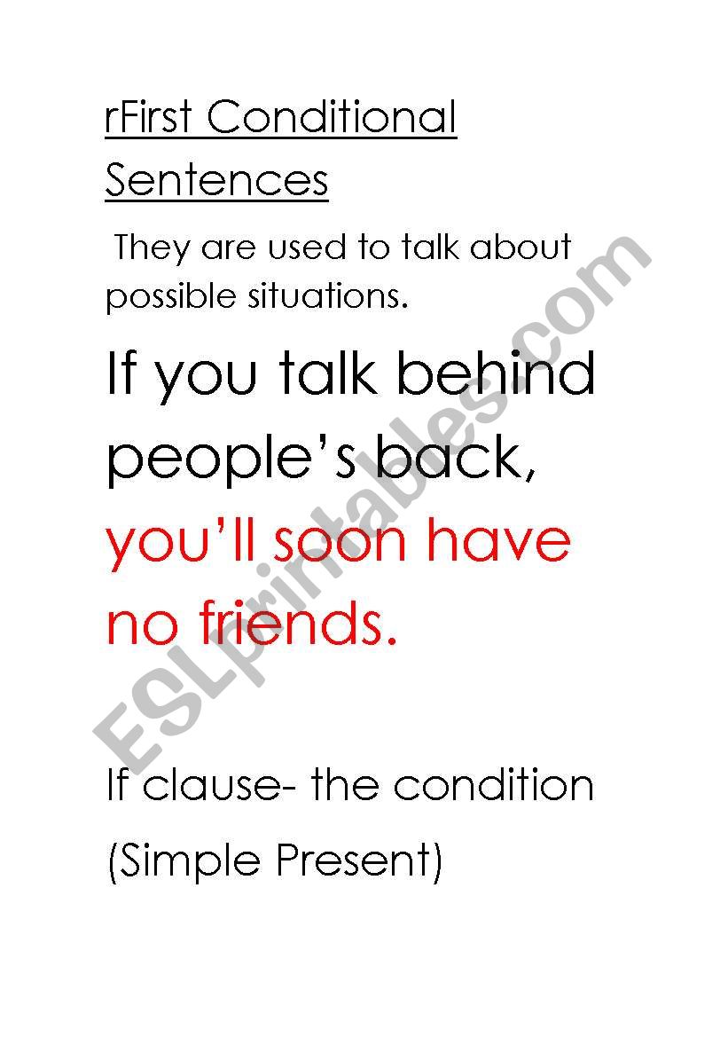 FIRST CONDITIONAL SENTENCES worksheet