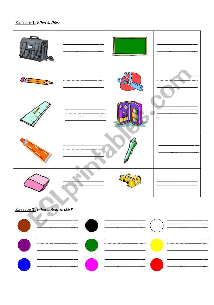 Classroom objects worksheet