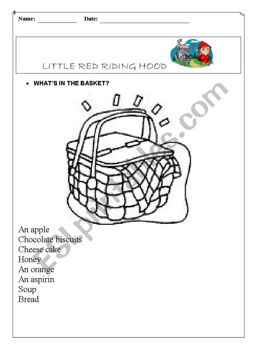 in the basket worksheet