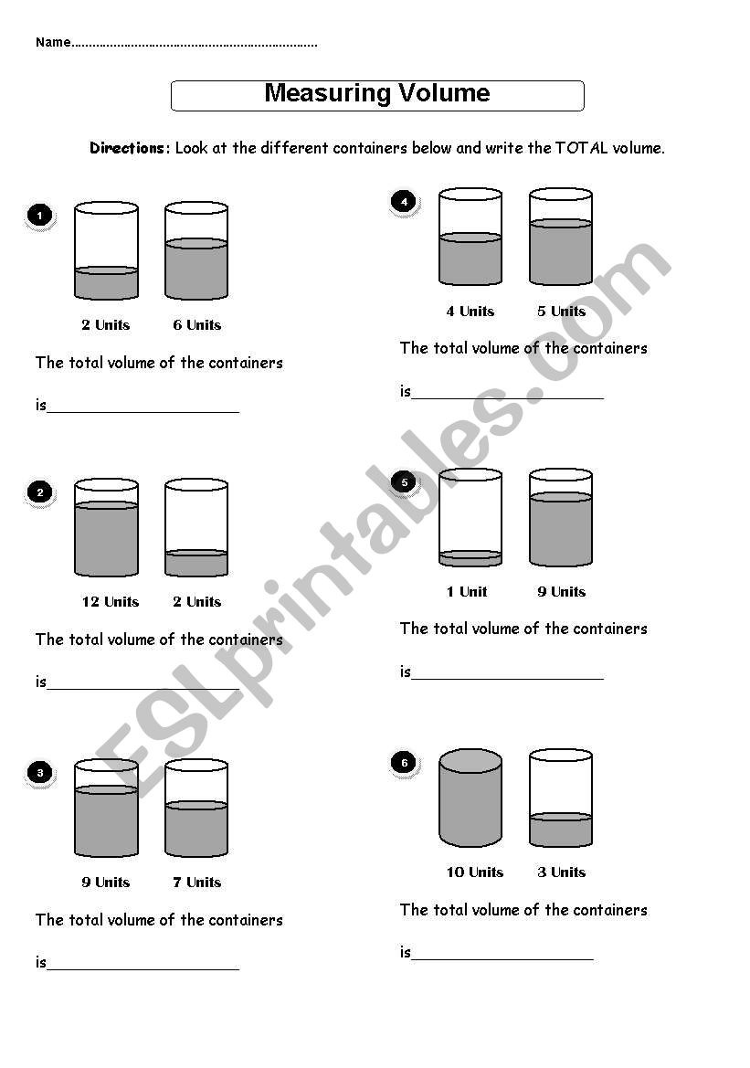 Measuring Volume worksheet