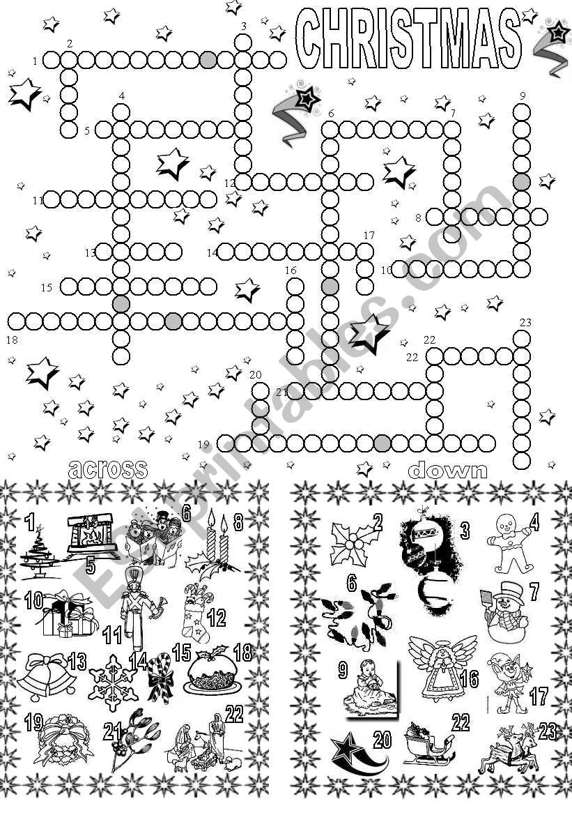 Christmas crossword worksheet