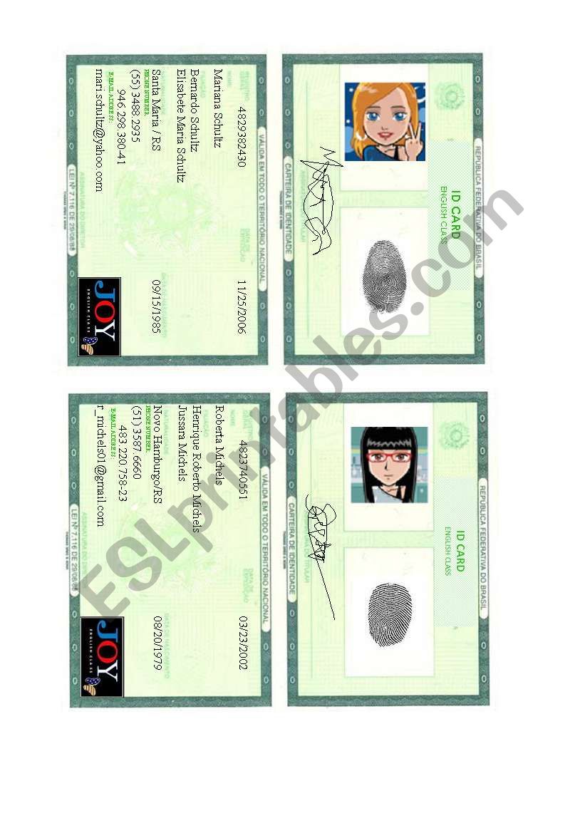 ID card - Spelling and Number Review