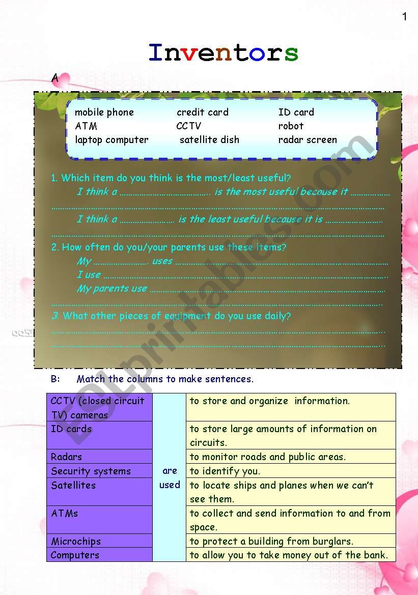 Inventors worksheet