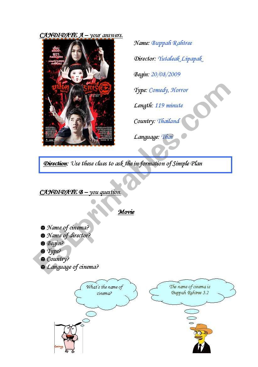 Speak CANDIDATE worksheet