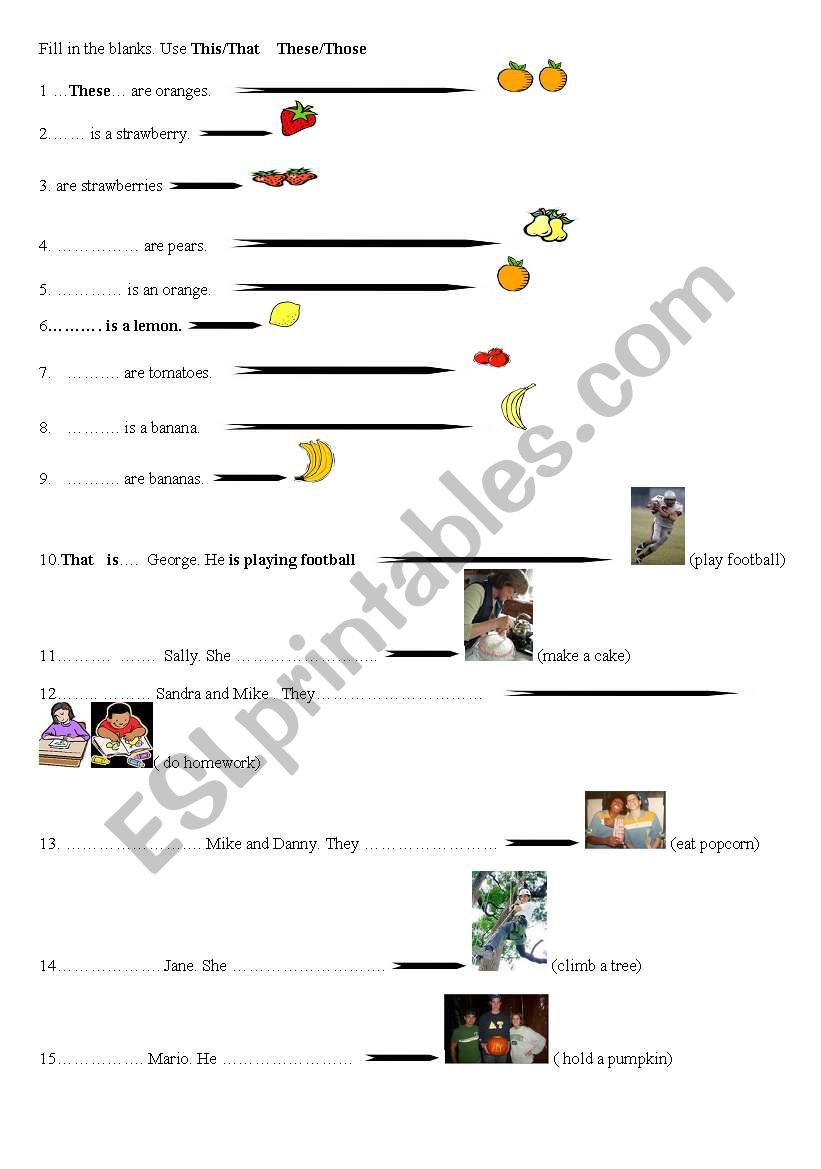 demonstratives worksheet