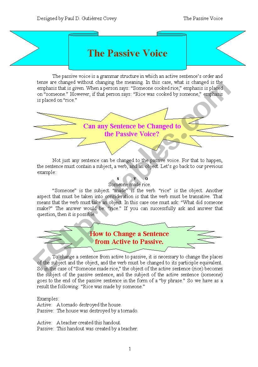 The Passive Voice worksheet