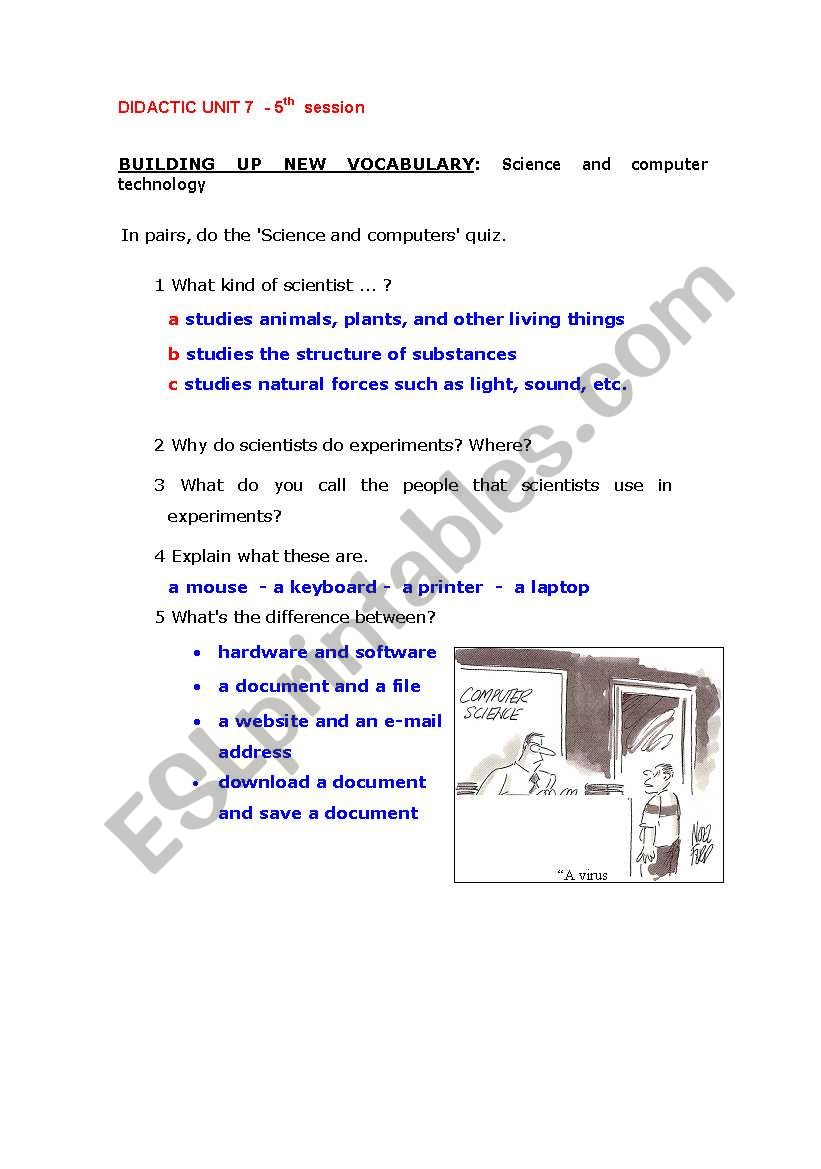 TECHNOLOGY AND SCIENCE worksheet