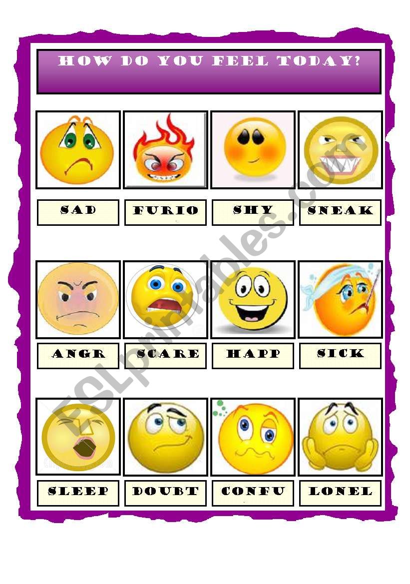 Feelings worksheet