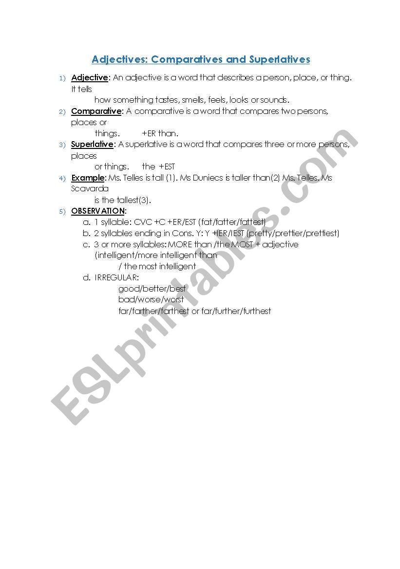 Comparative and Superlative Adjectives