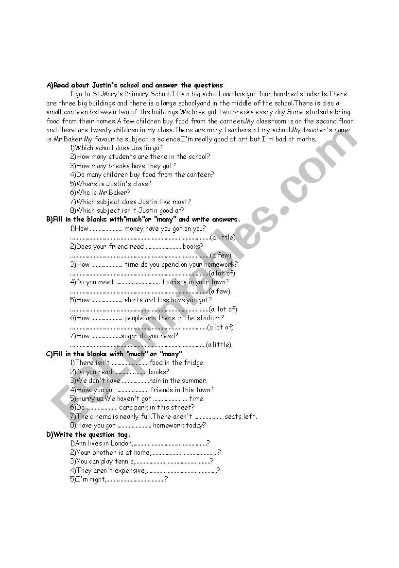 mixed exercises worksheet