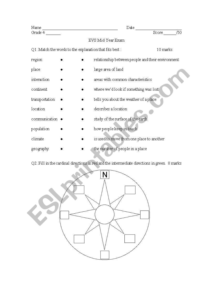 Geography worksheet