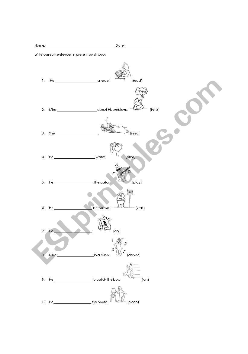 present progressive activity worksheet