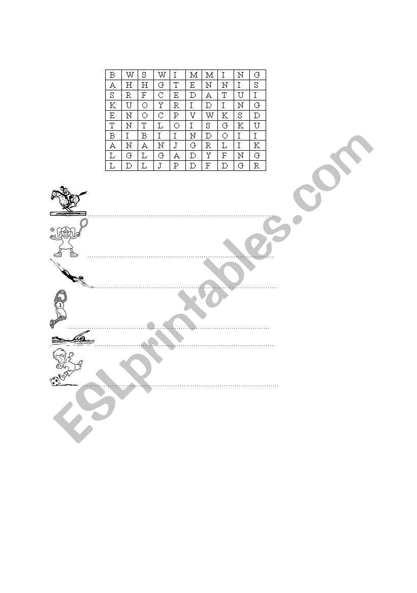 sports worksheet