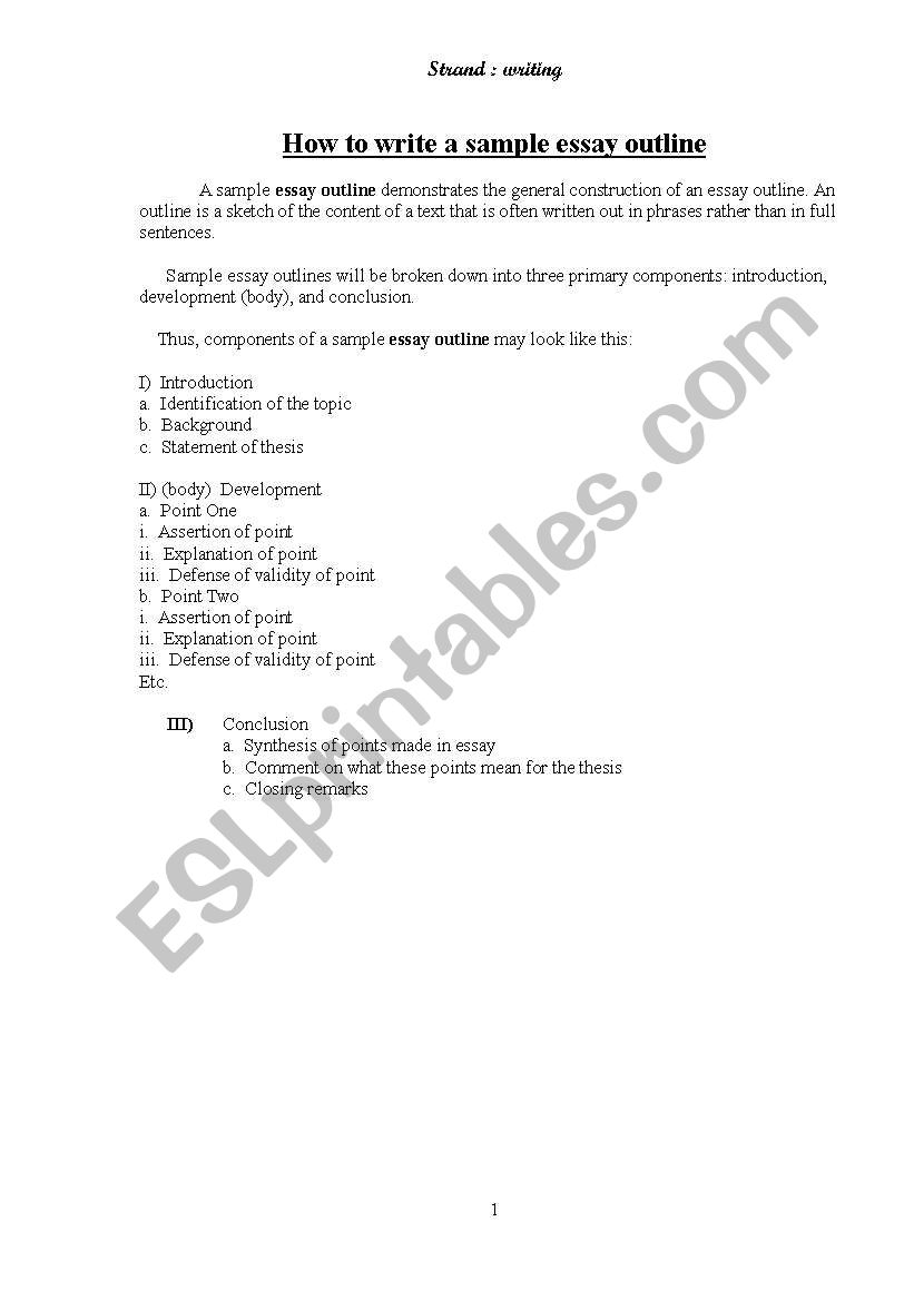 Outlining worksheet