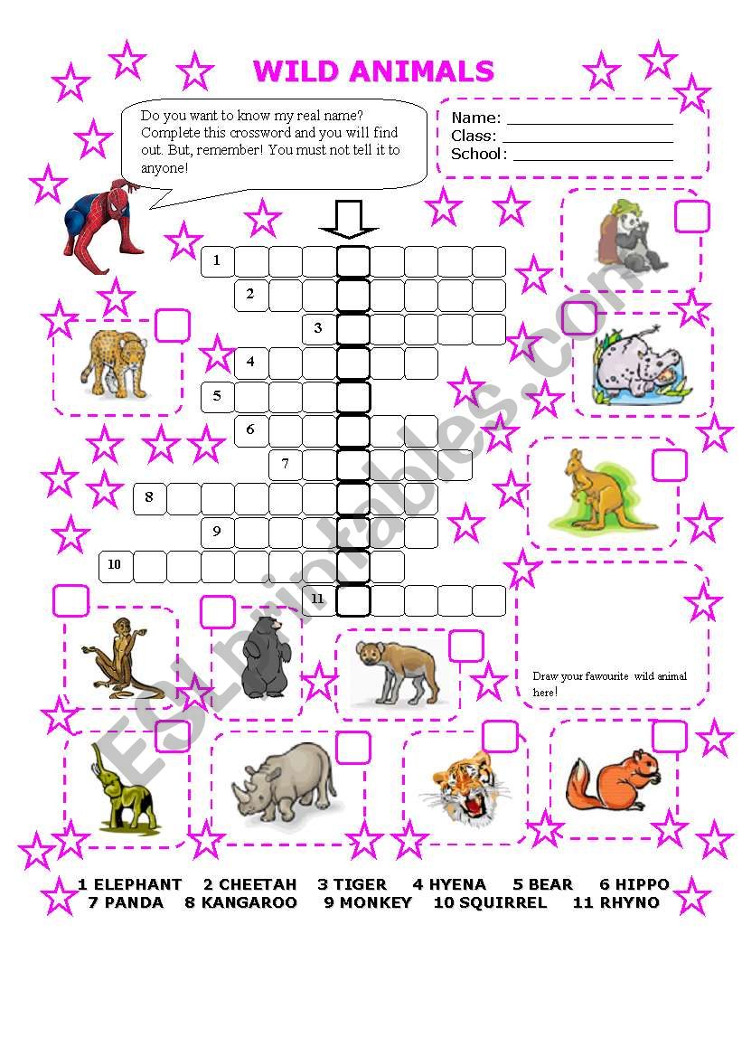 WILD ANIMALS worksheet