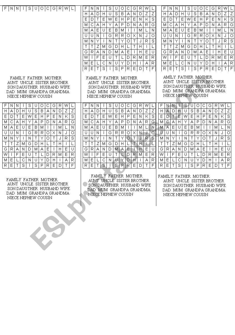 family puzzle worksheet