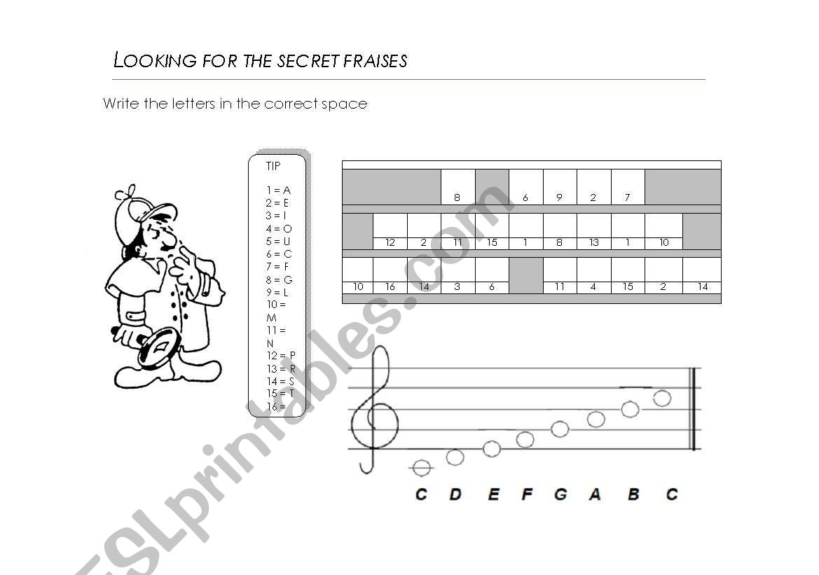 Finding the secret fraises worksheet