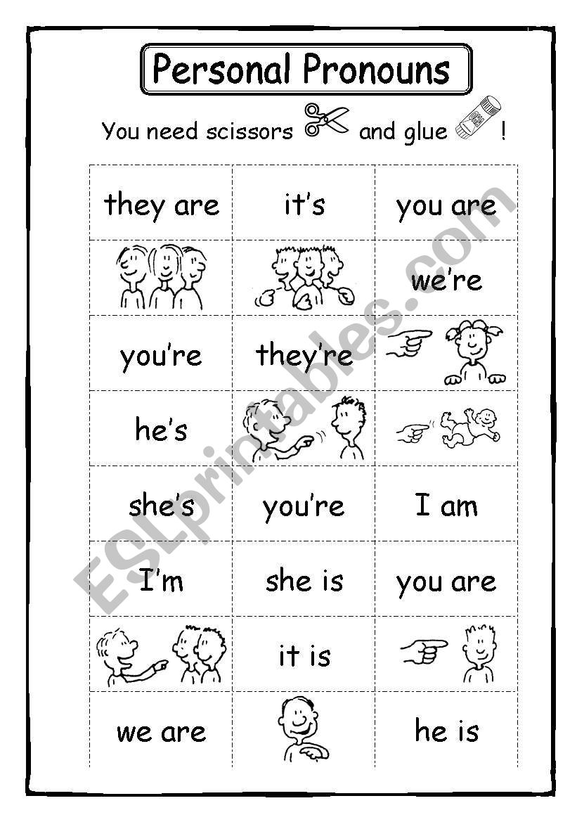 Personal Pronouns 1/2 - Puzzle - 2 sheets