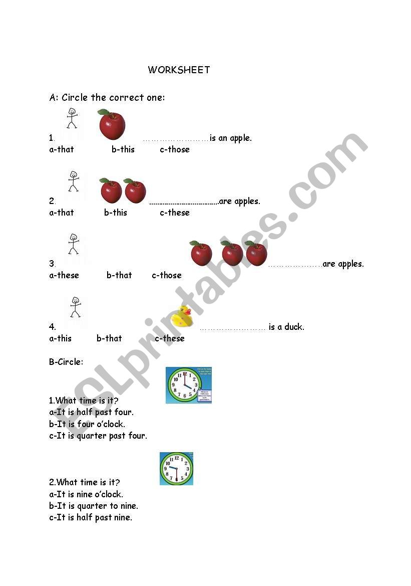 this,that,these,those worksheet