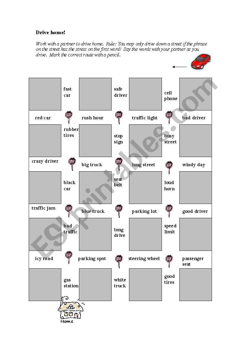 Driving maze: stress in compound nouns