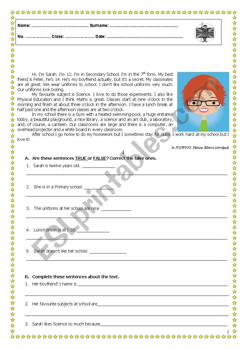 Test - School worksheet