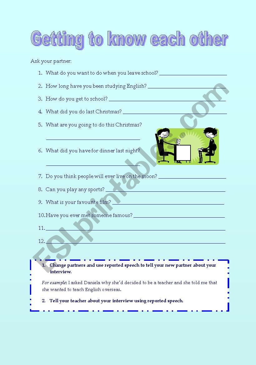 Reported speech speaking activity