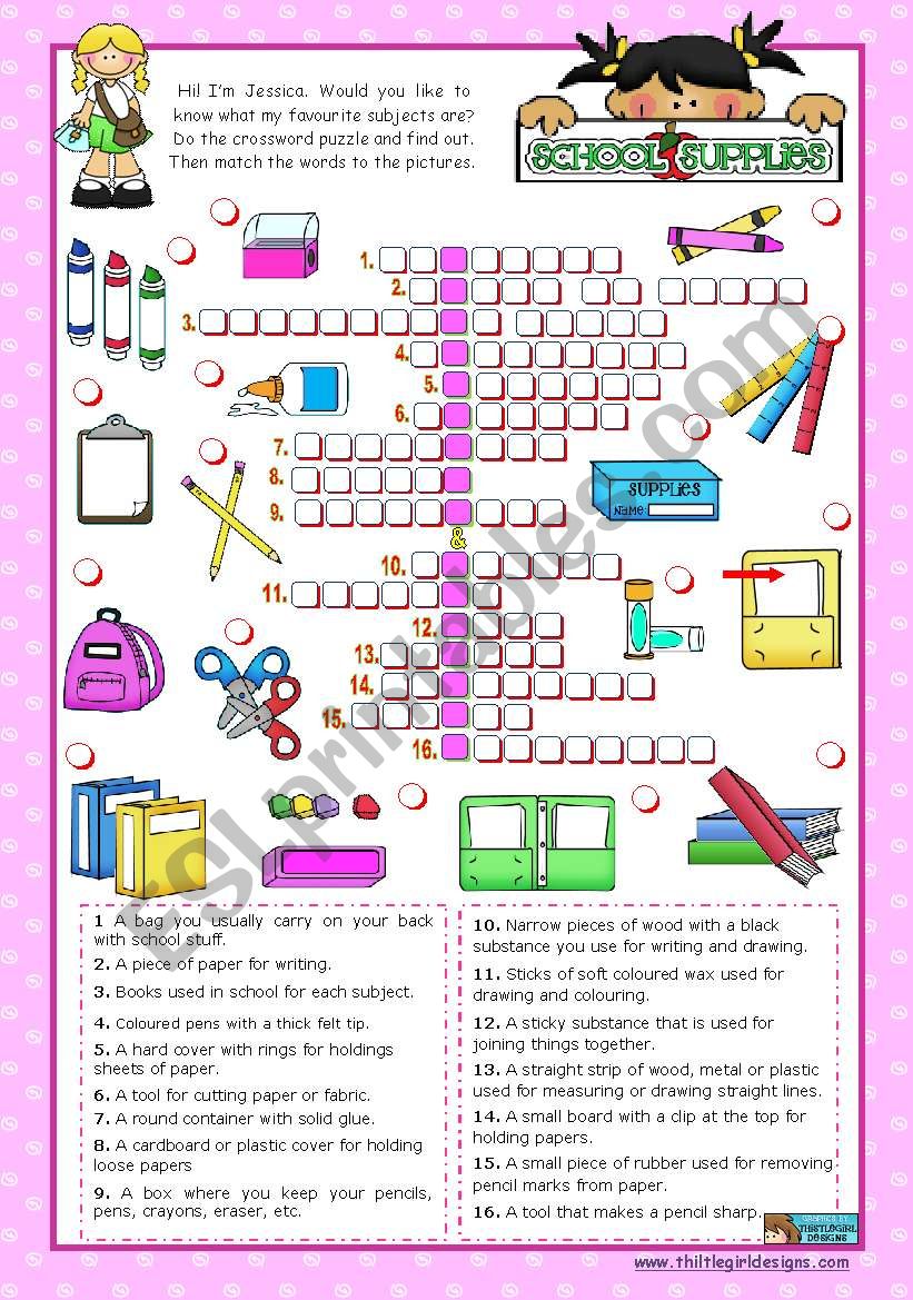 Classroom objects and symbols Set  (9)  -  Basic school supplies