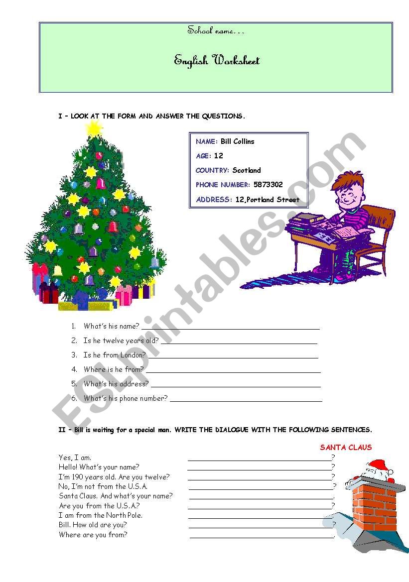 Personal identification worksheet