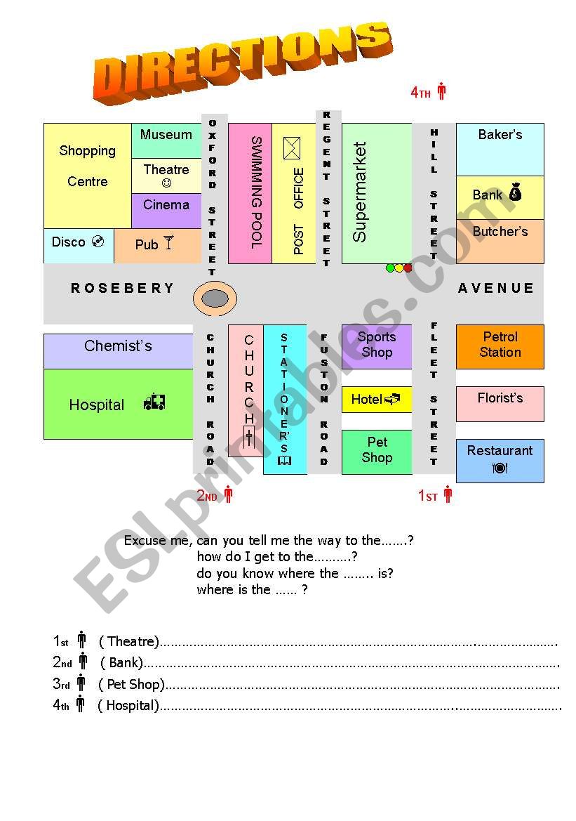 Directions-Map worksheet