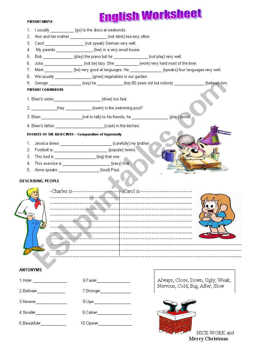 English Worksheet worksheet