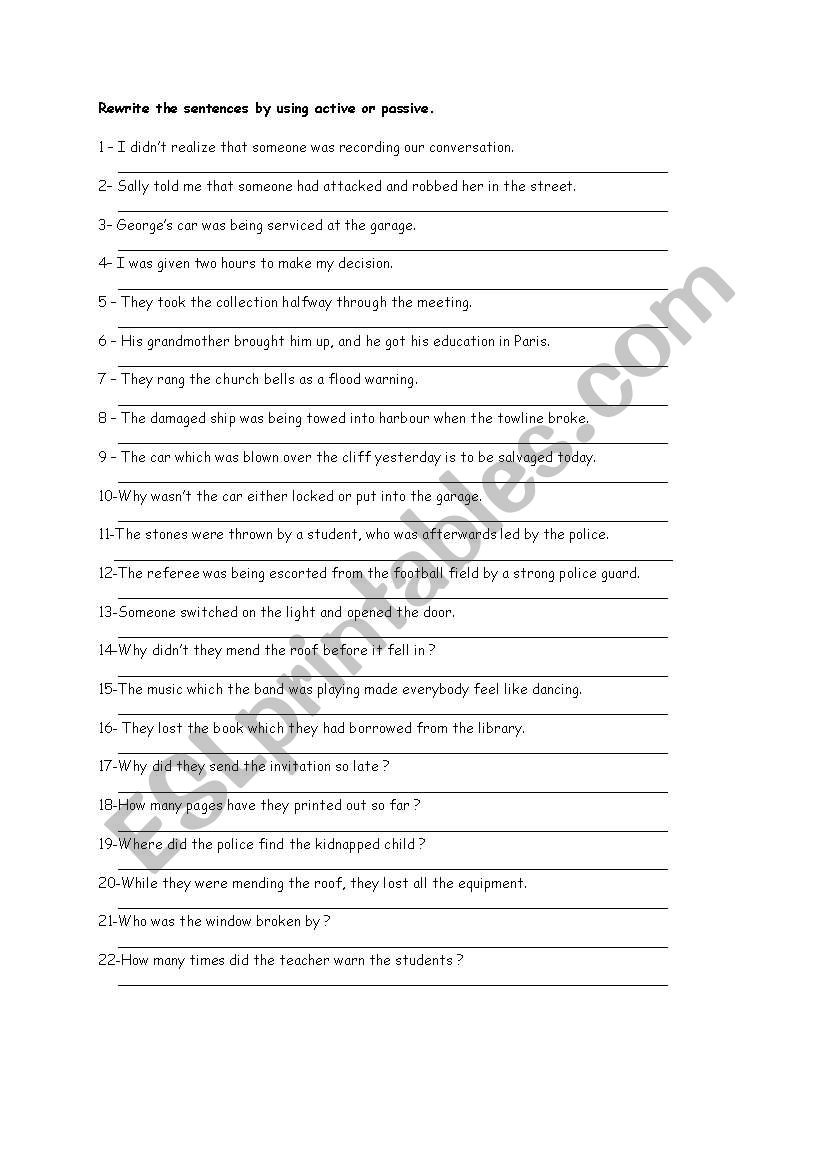 Passive voice 2  pages worksheet