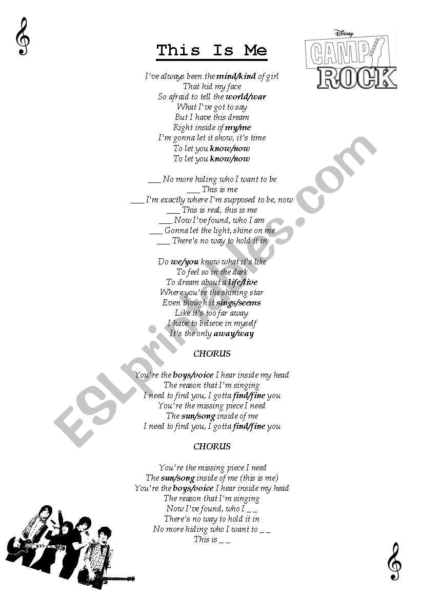 This is me by Camp rock worksheet