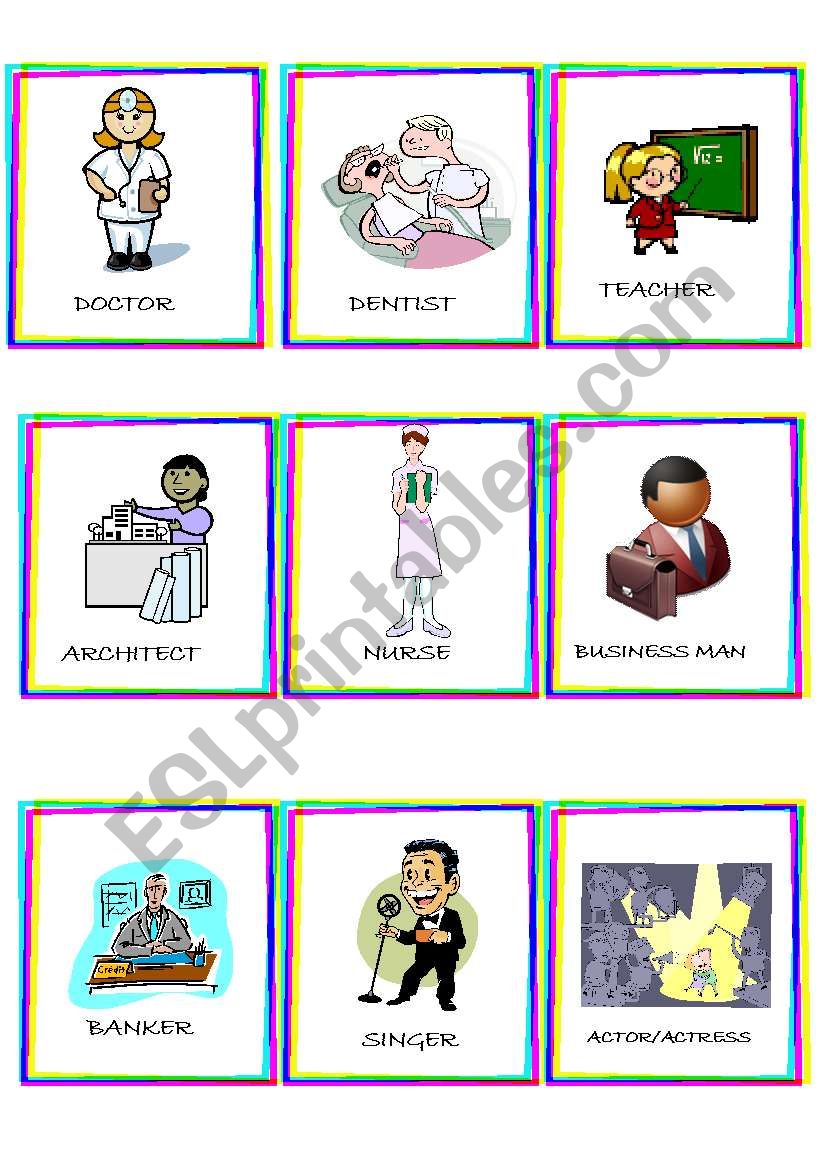 Jobs flashcards 1 worksheet