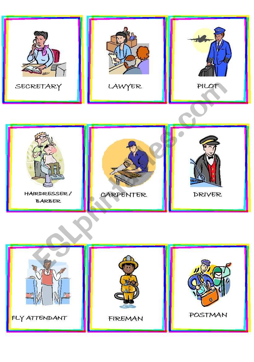 Jobs flahcards 2 worksheet