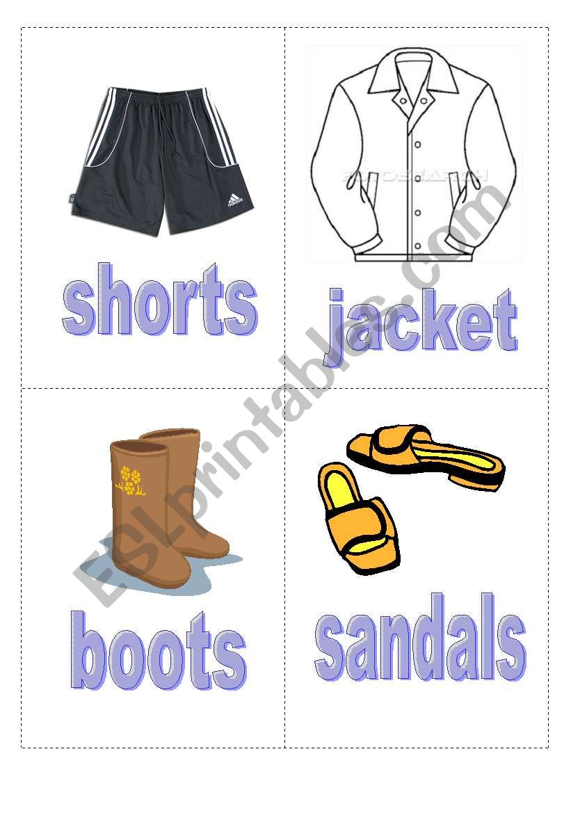 flashcard clothes 4 worksheet