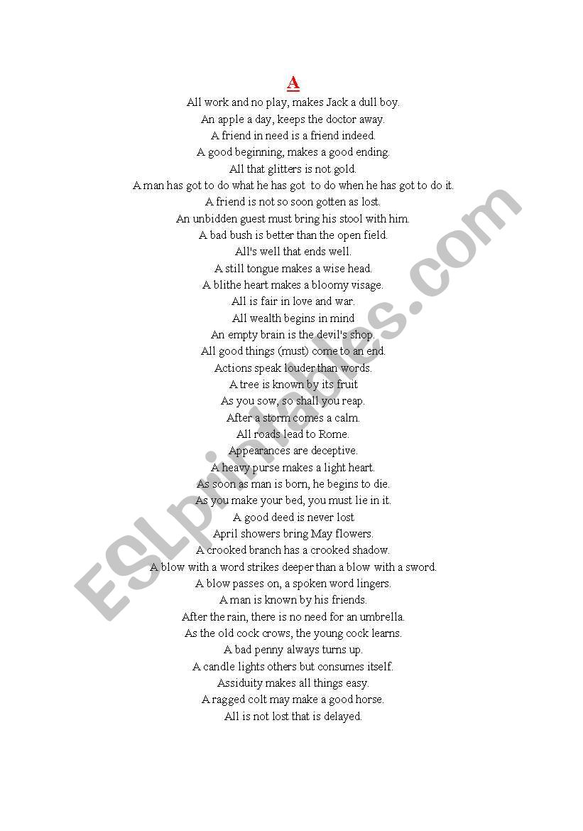 idioms and proverbs worksheet