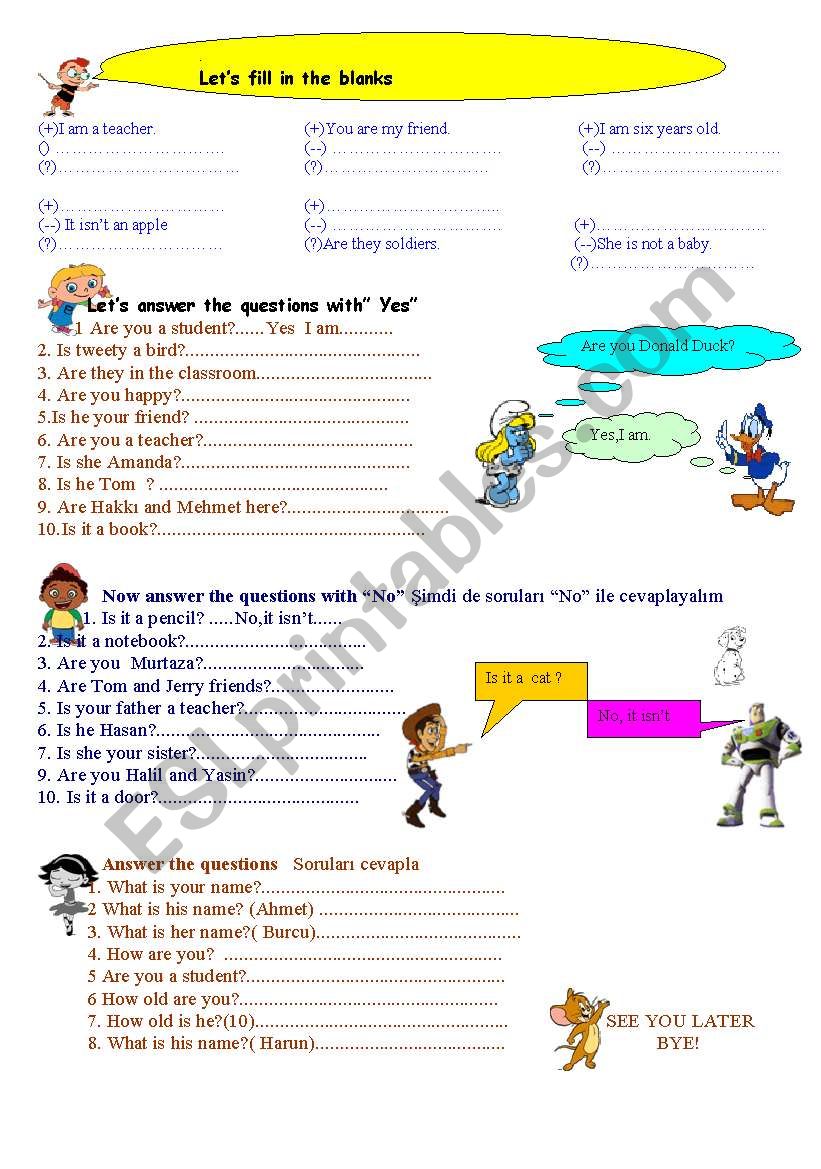 verb to be      am /is/are ( negative-question) for beginners