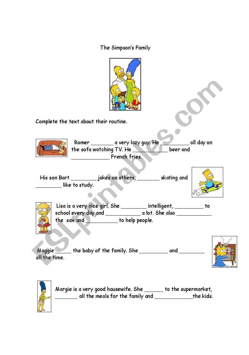 The Simpsons Routine worksheet