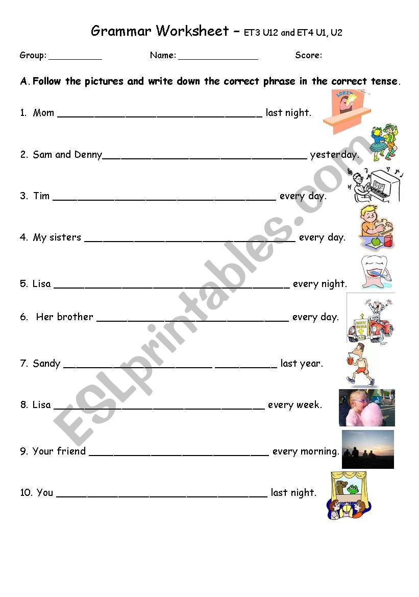 Irregular verbs worksheet