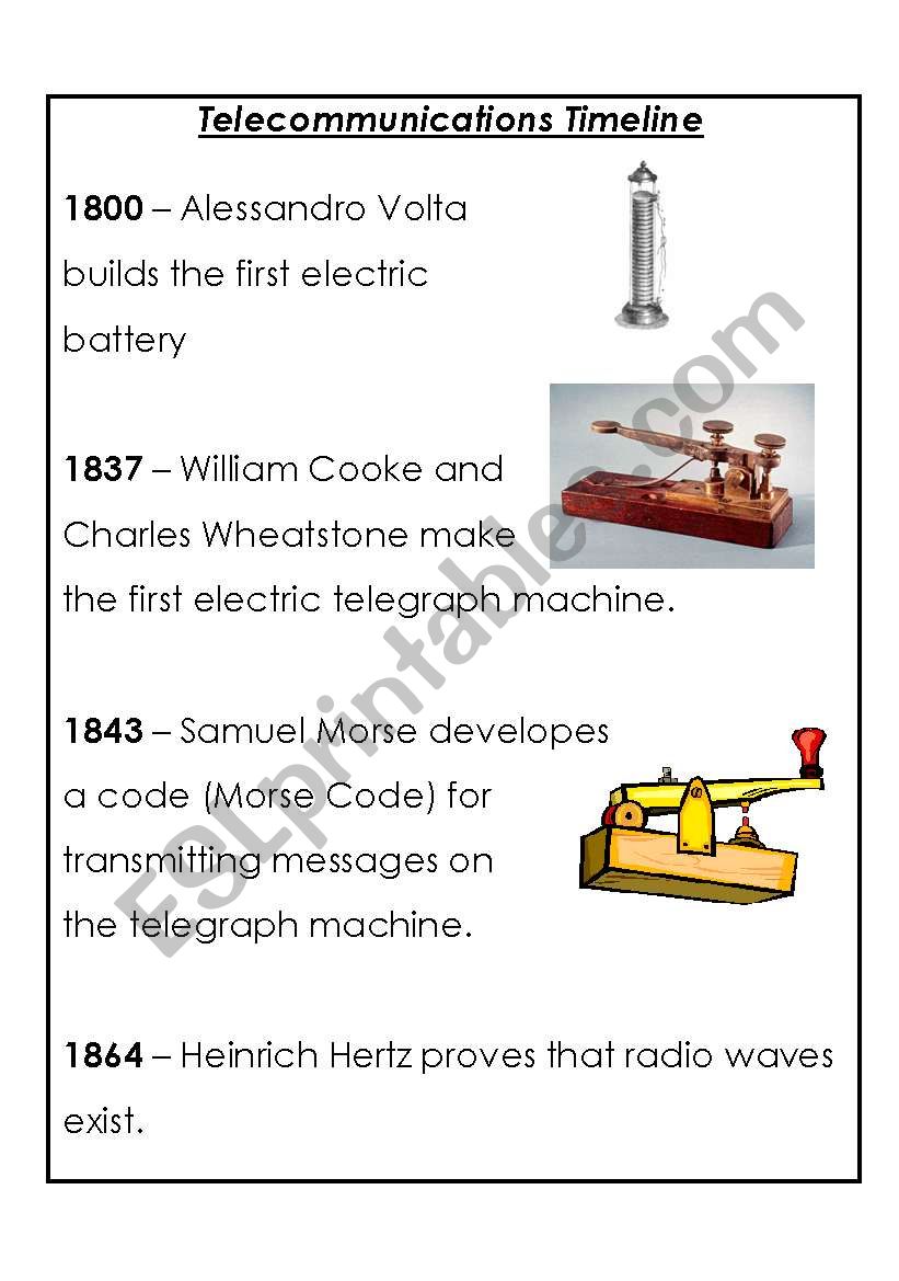 Telecommunication timeline worksheet