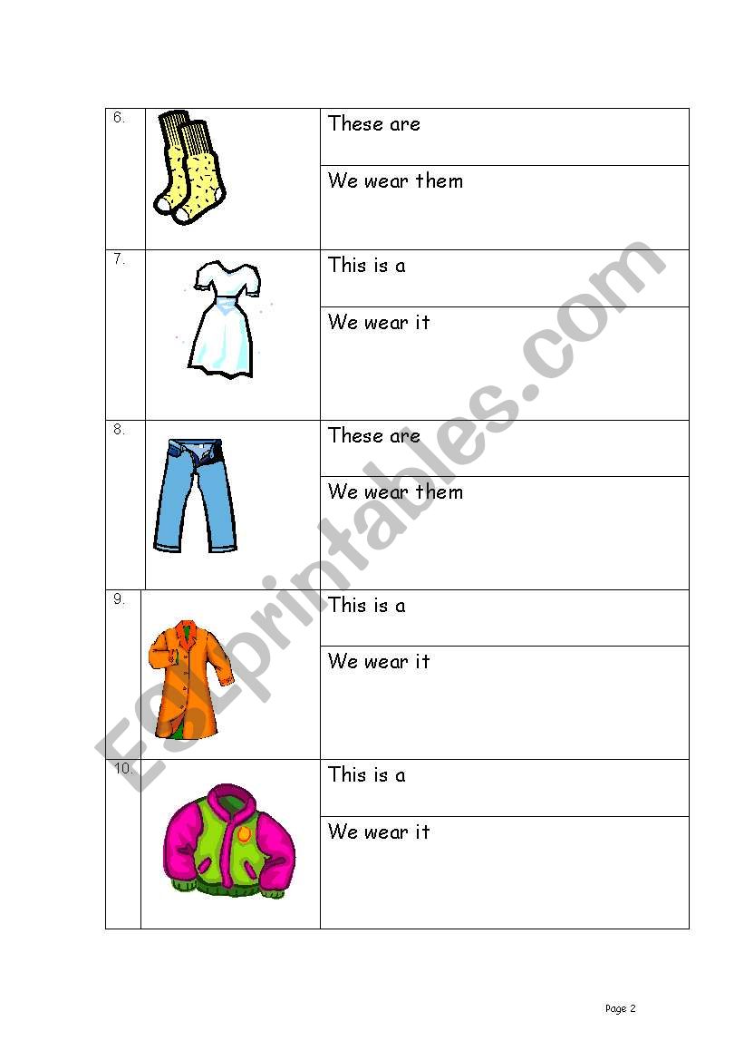 We Wear our Clothes (Page 2) worksheet