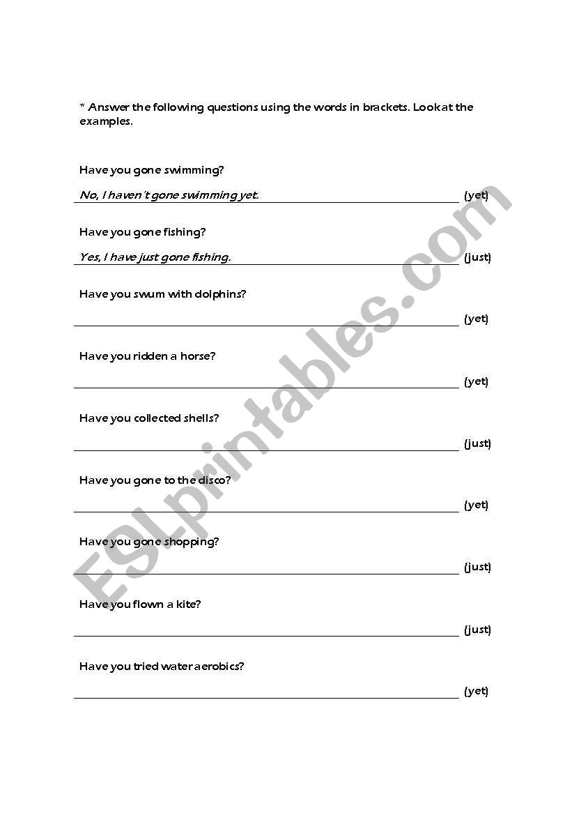 present perfect exercise worksheet