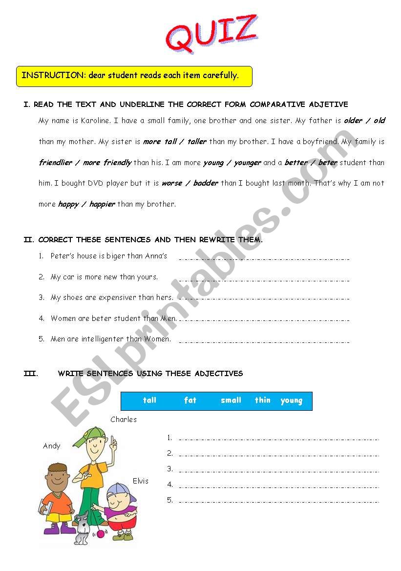 Comparative worksheet