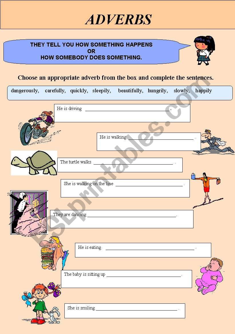 Adverbs worksheet