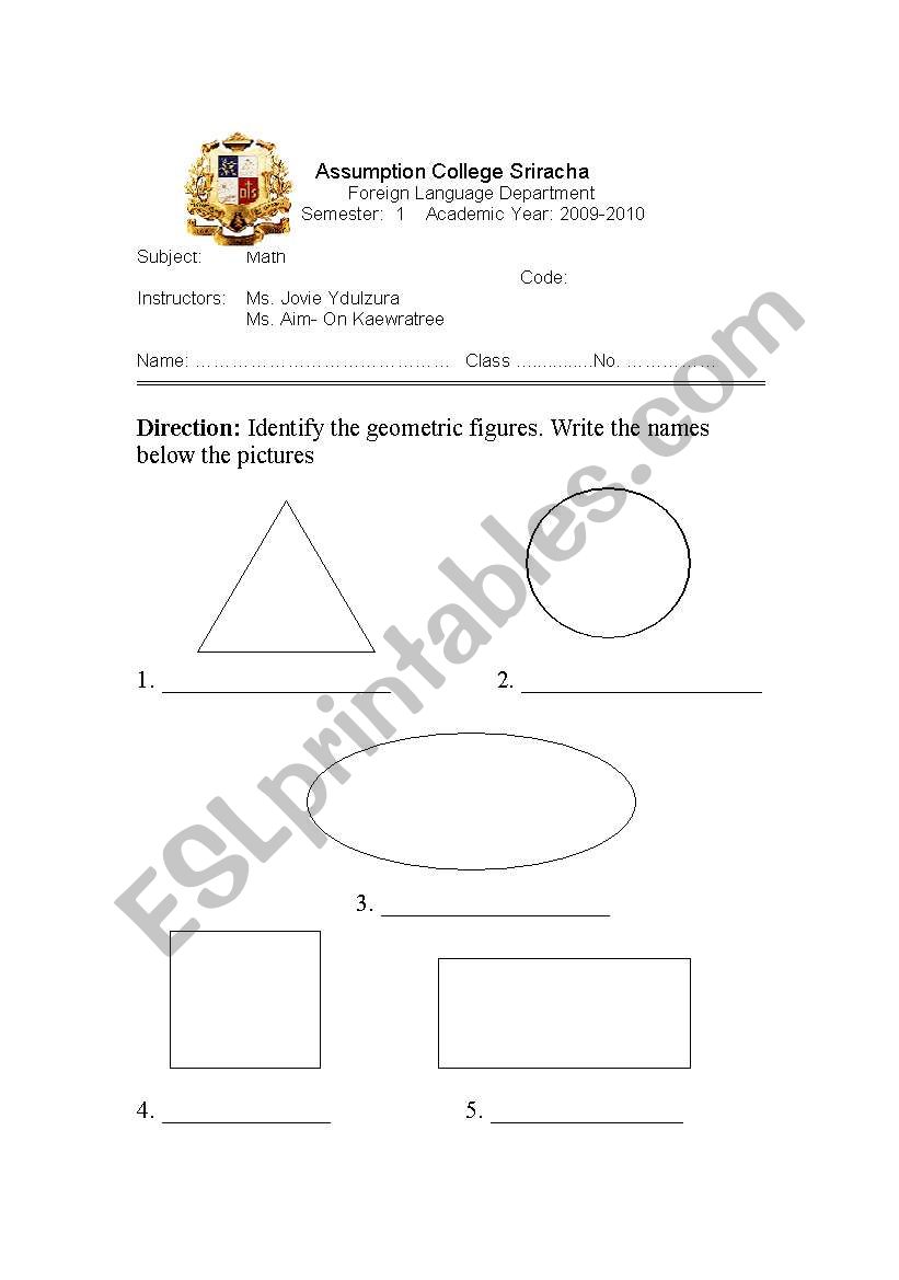 shape worksheet