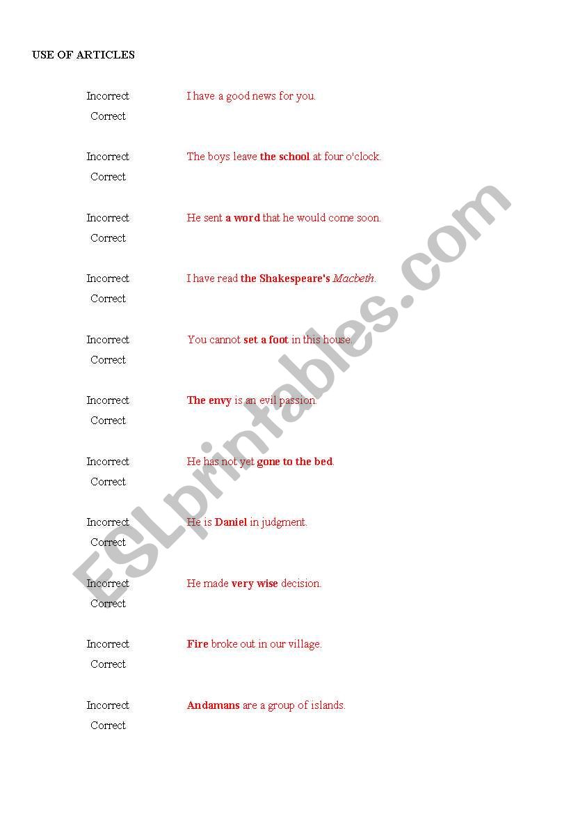 Common English Mistakes worksheet